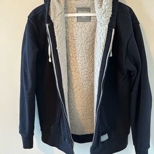 Hollister Men's Black Sherpa-Lined Hoodie